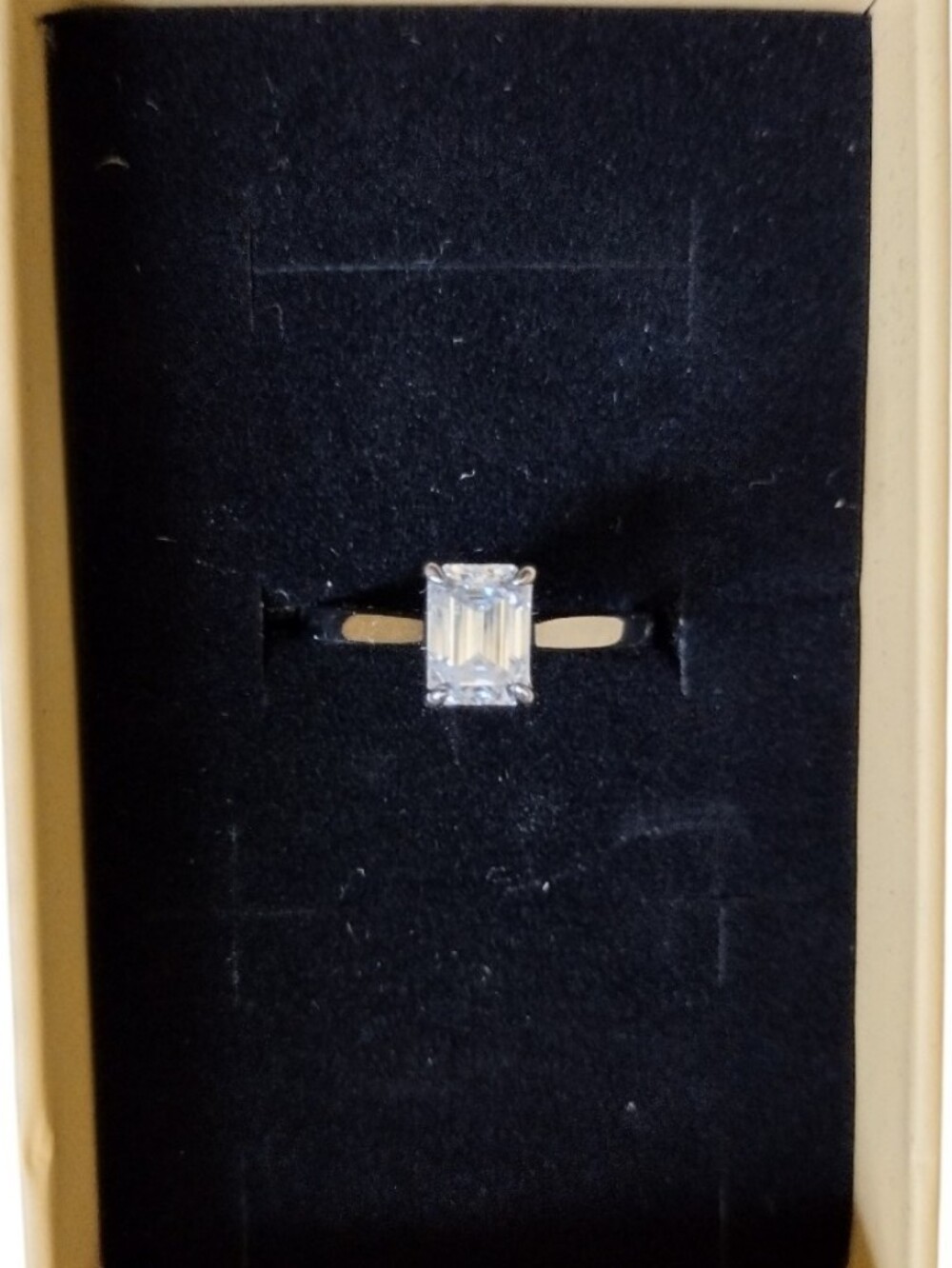Moissanite Emerald-Cut Solitaire Ring lab Diamond in 925 sterling Silver